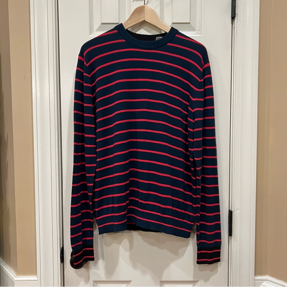 NEW Paul Smith Striped Crewneck Sweater 100% Cotton Men’s L Red Navy